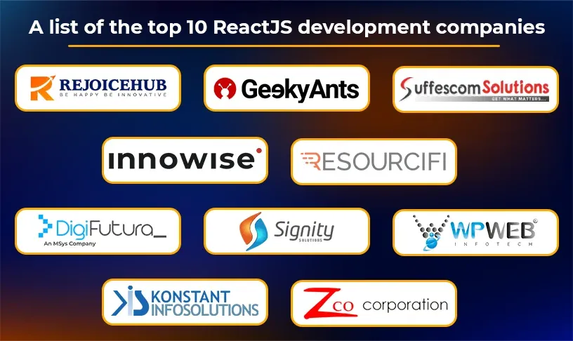 A list of the top 10 ReactJS development companies