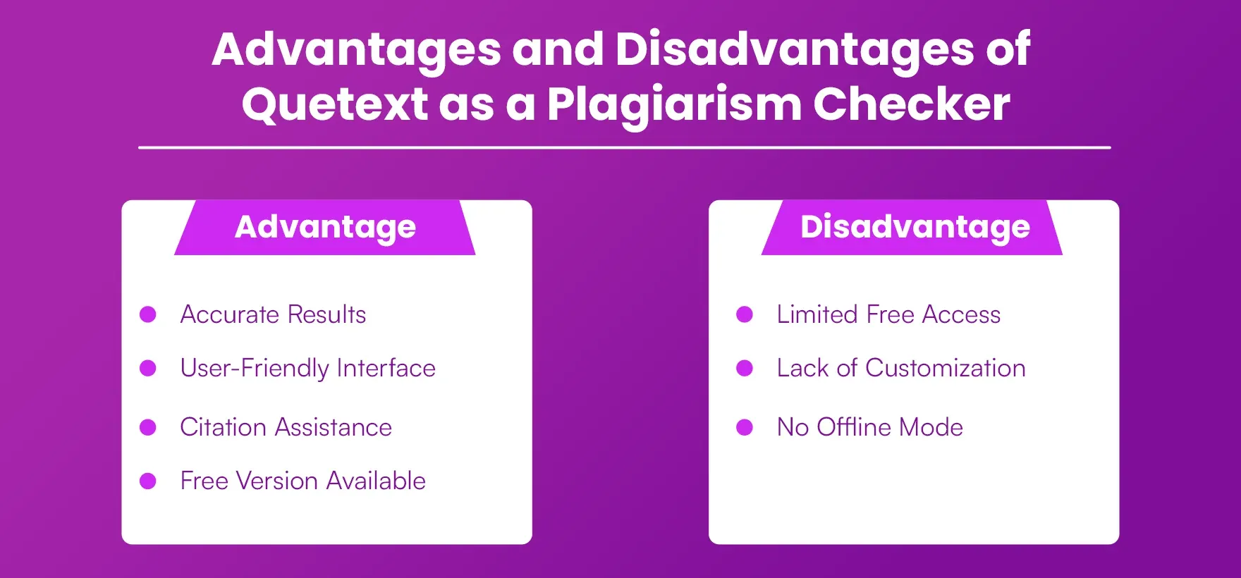 Advantages and Disadvantages of Quetext as a Plagiarism Checker