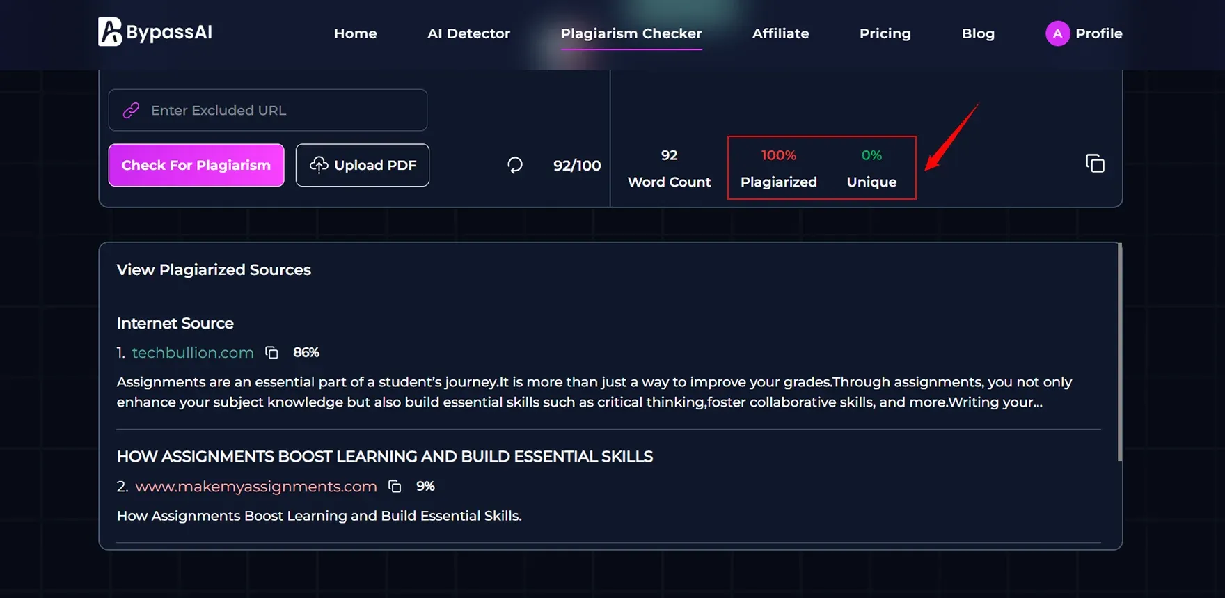 BypassAI io Plagiarism Checker