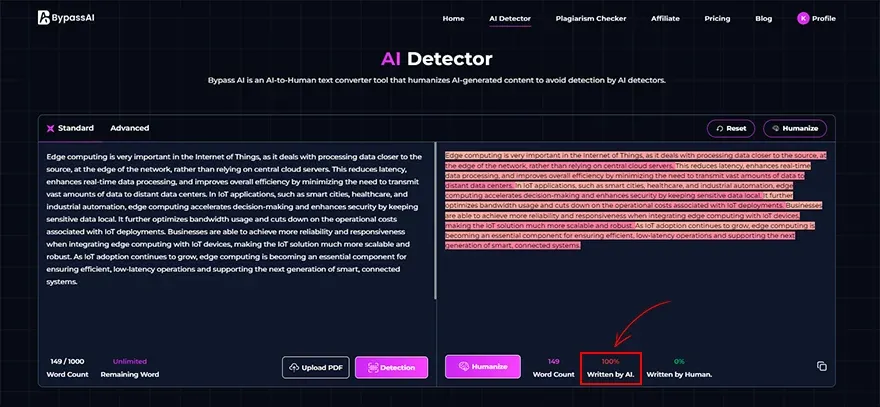 Bypass in the HumanizeAI Pro tool.webp