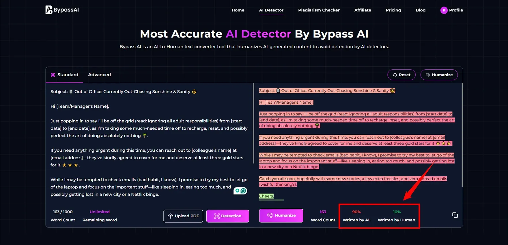 Bypassai io in check AI email Content