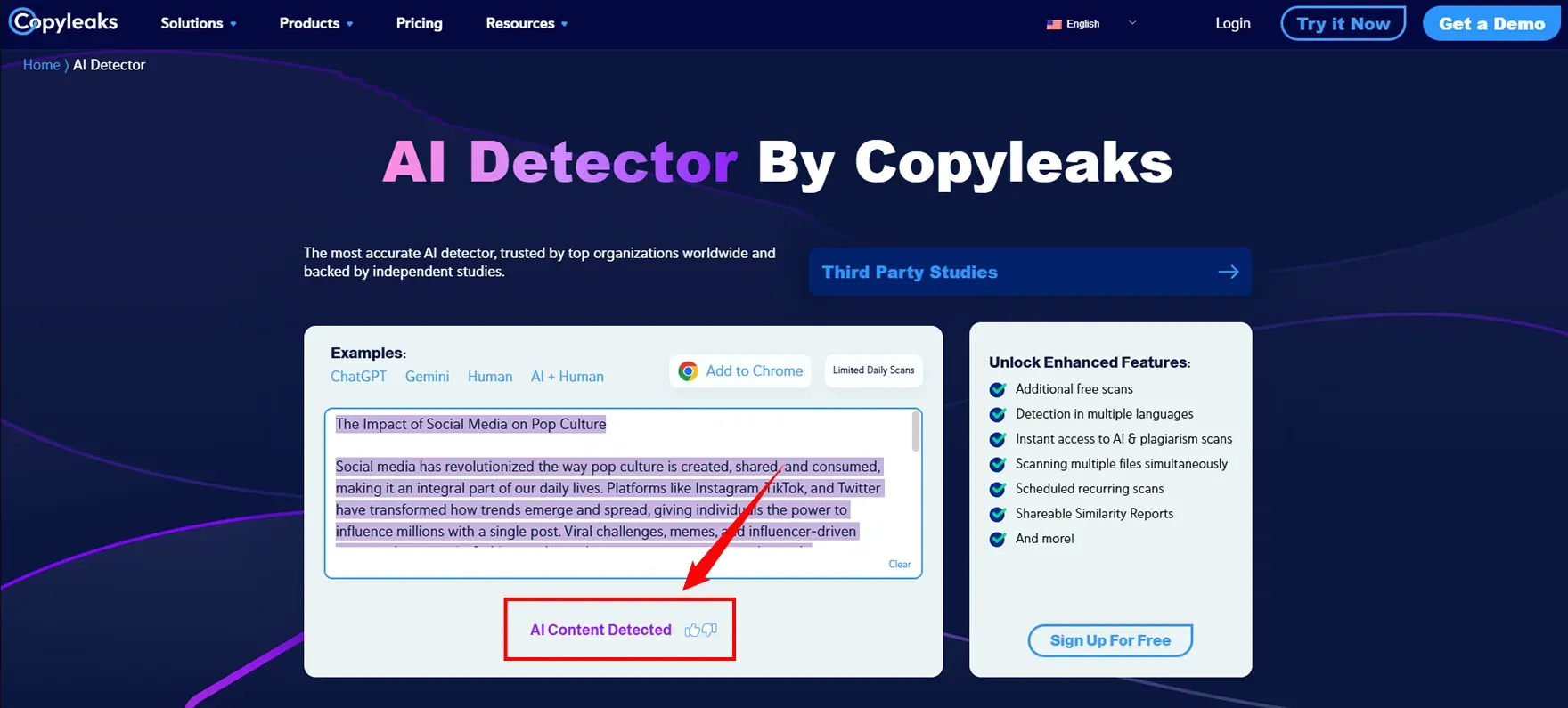 Chatgpt text check-in Copyleaks’ AI detector tool