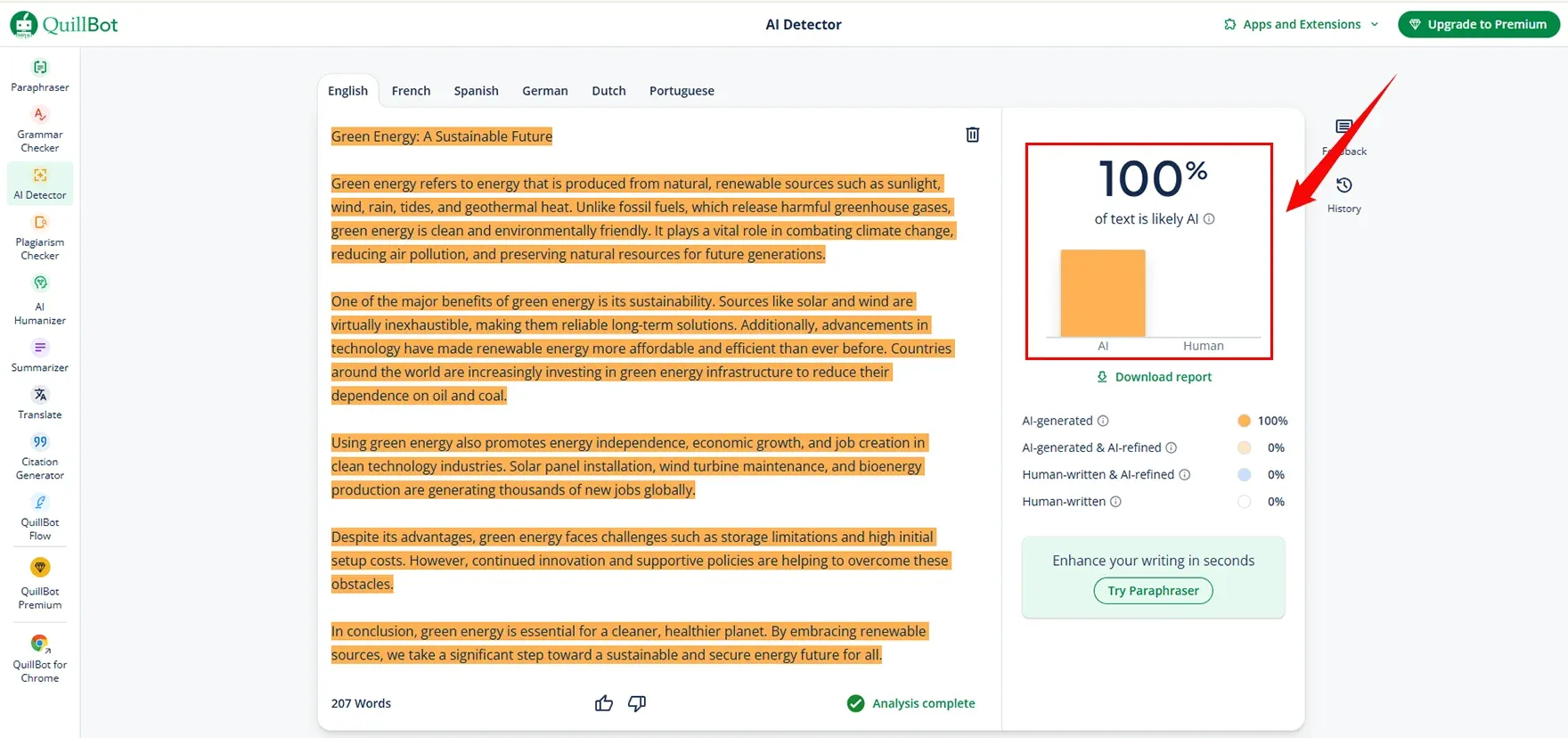 Check AI Content In QuillBot AI Detector