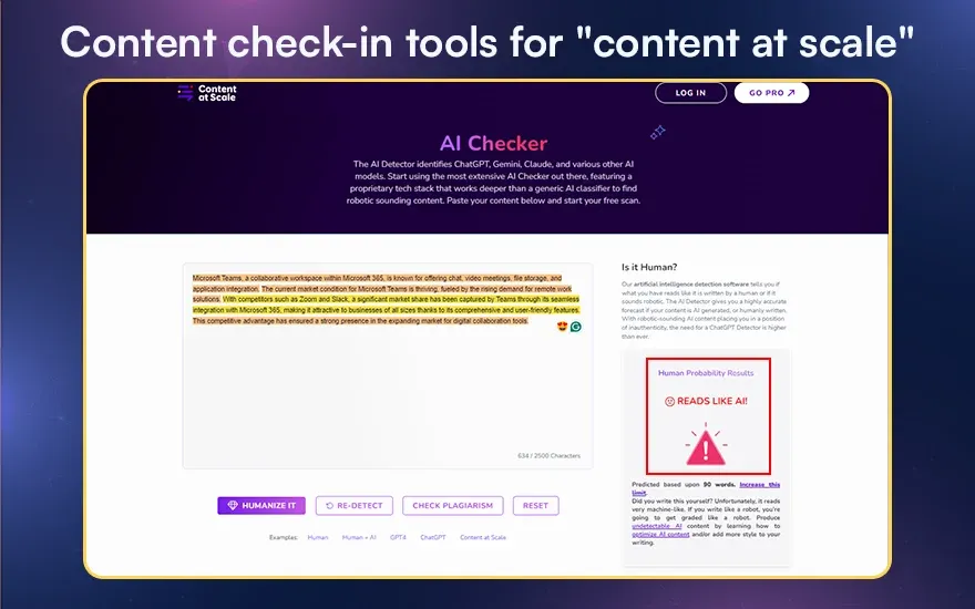 Content check-in tools for content at scale