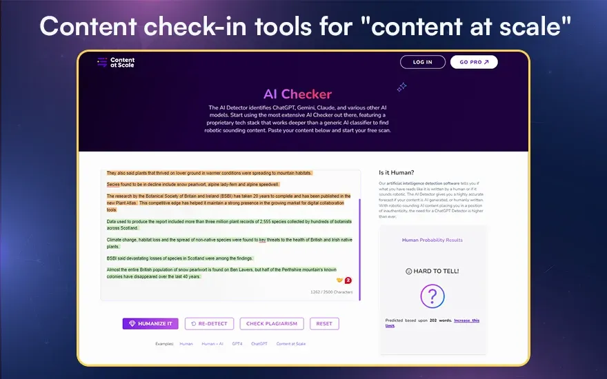 Content check-in tools for content at scale