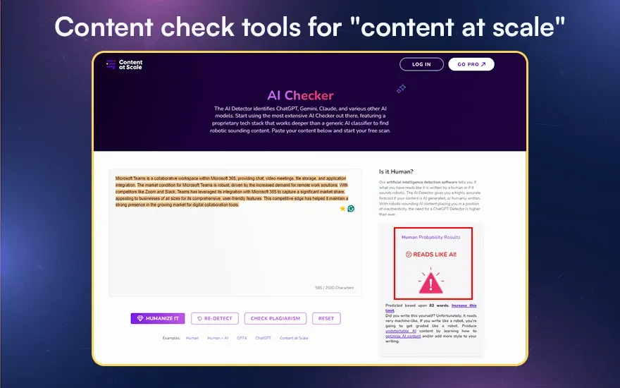 Content check tools for content at scale