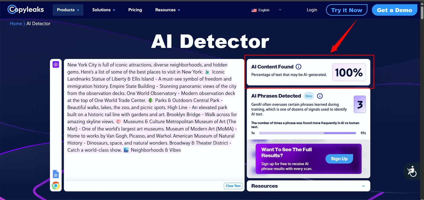 Copyleaks AI detector