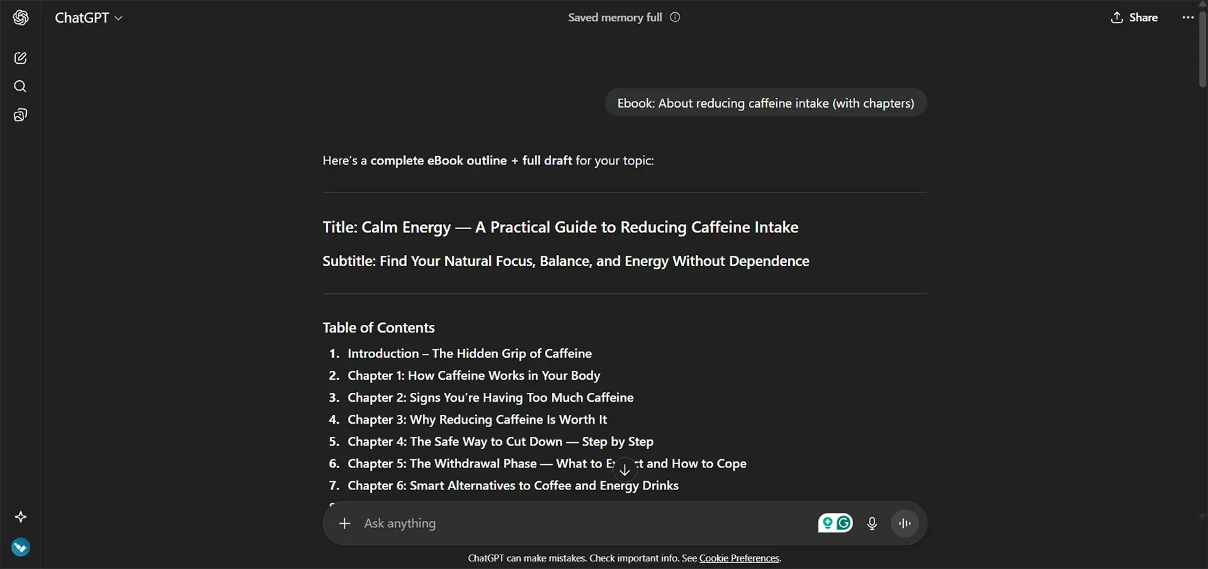 Ebook About reducing caffeine intake