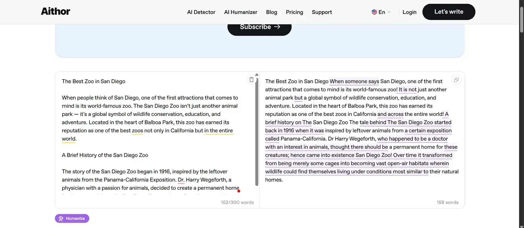 Humanize content through Aithor.webp
