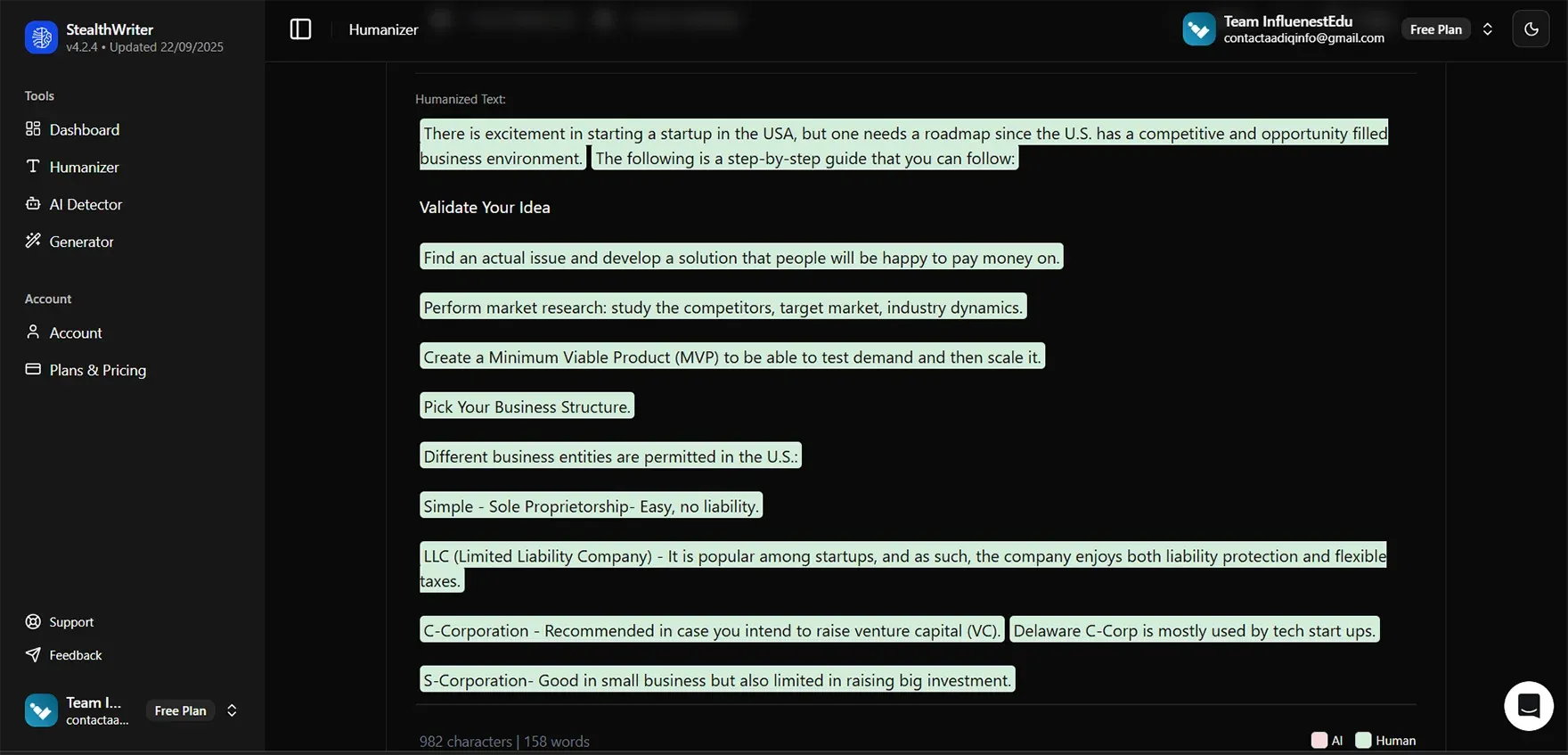 Humanize the ChatGPT content with StealthWriter