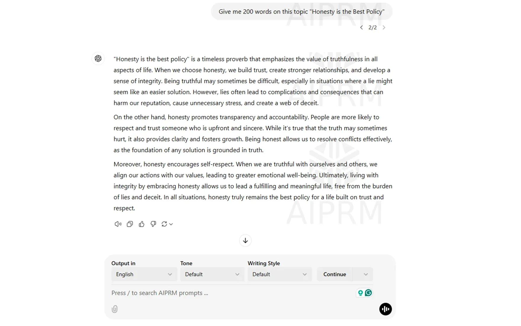 Initial Experiment - AI Generated Text