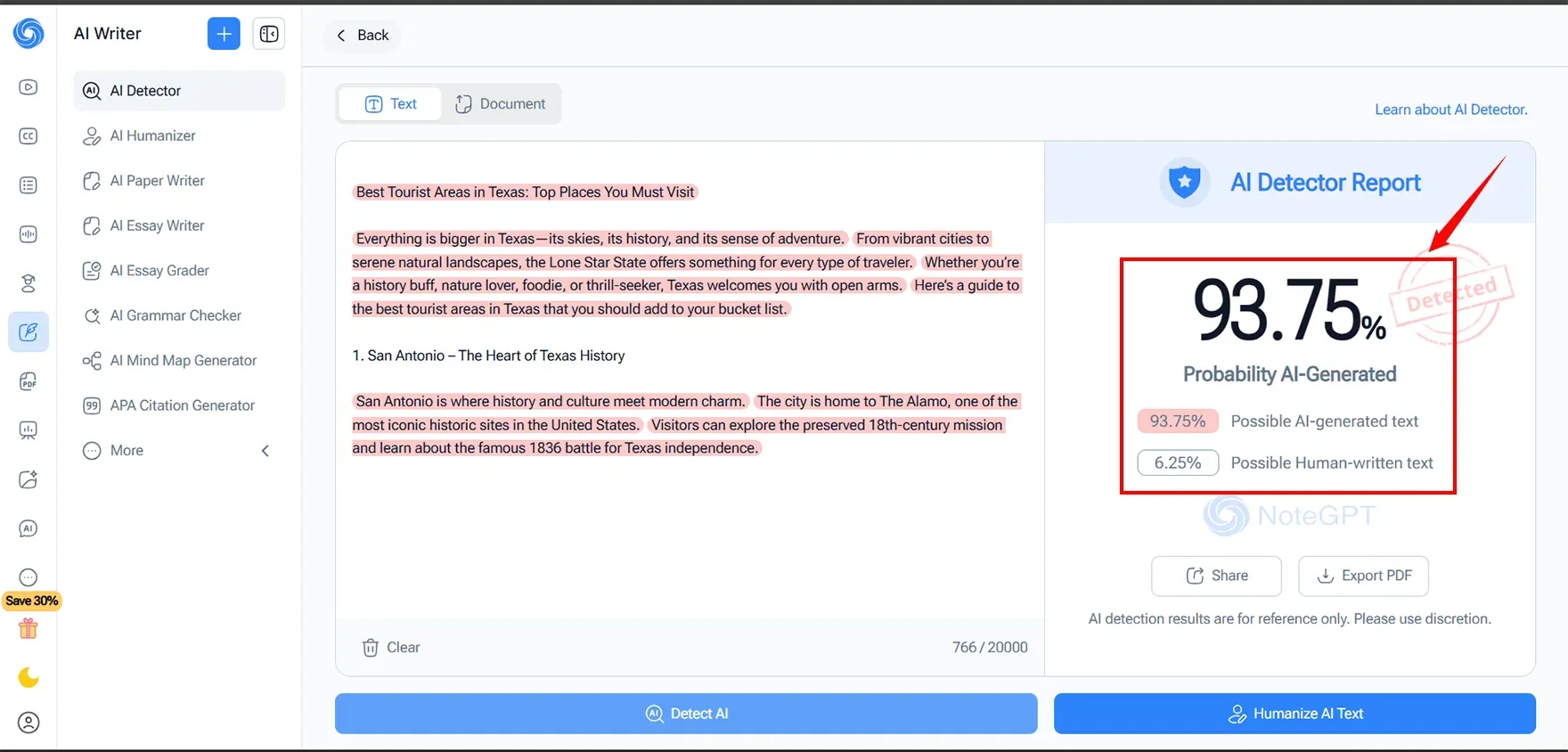 NoteGPT AI detector NoteGPT AI detector