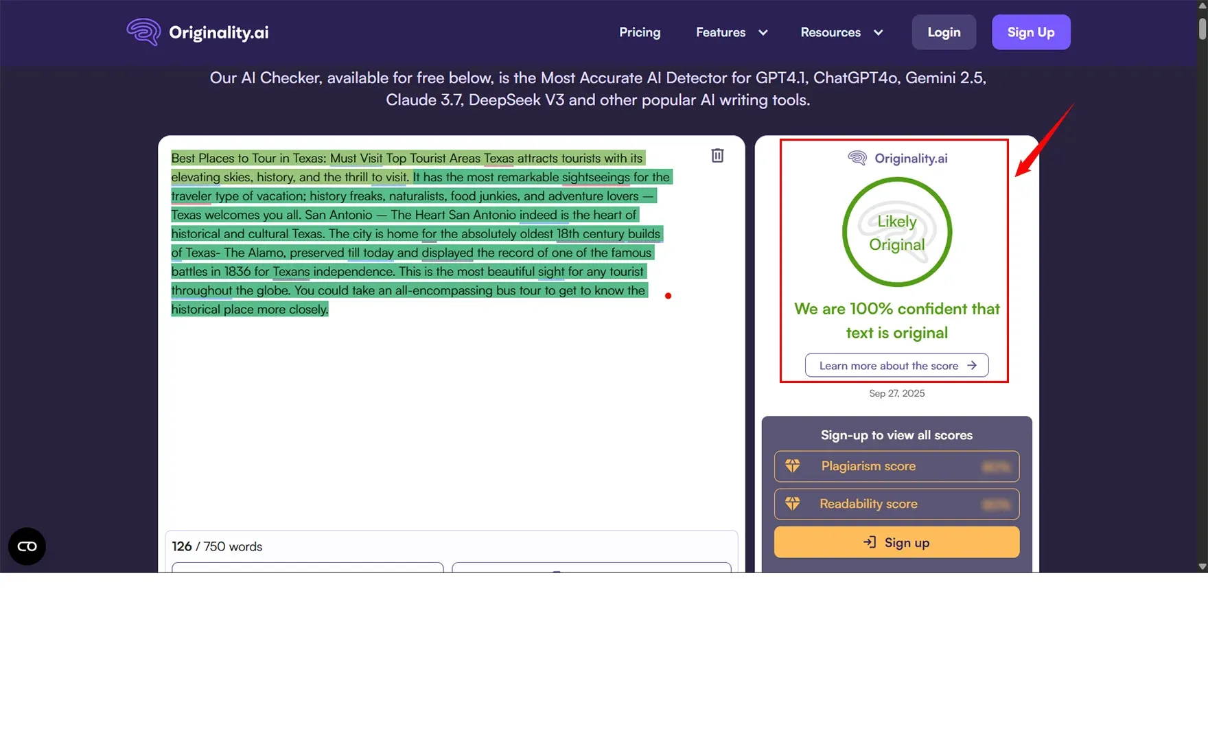 Originality AI detector Originality AI detector