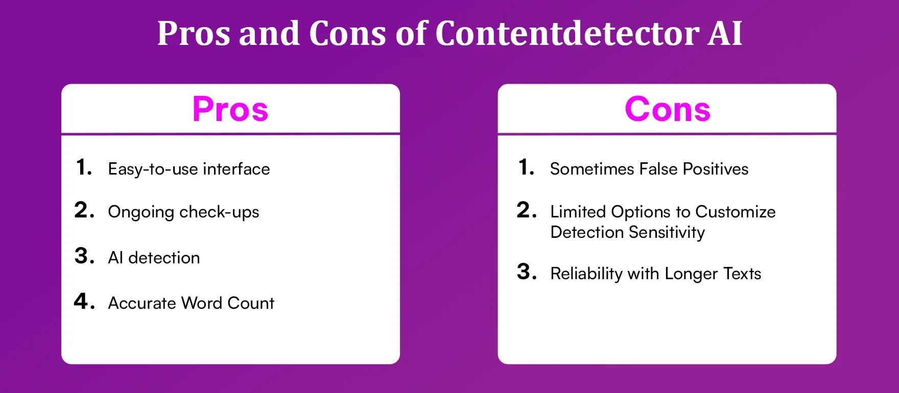 Pros and Cons of Contentdetector AI