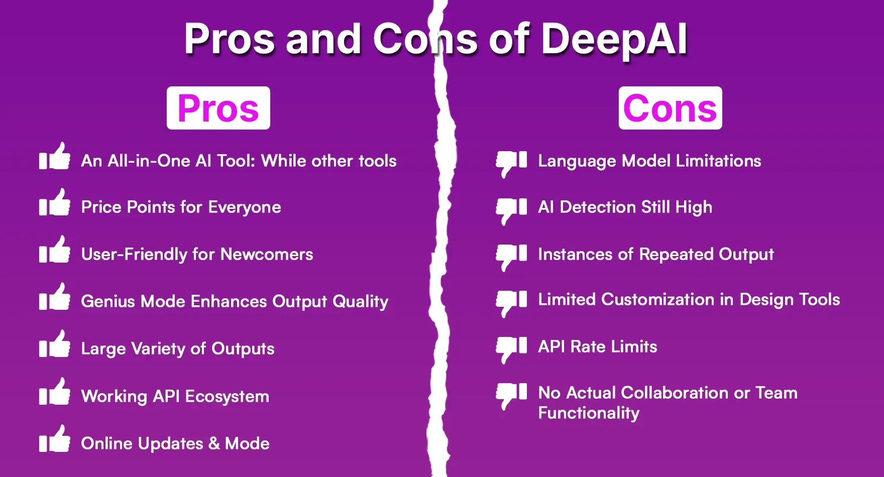 Pros and Cons of DeepAI Pros and Cons of DeepAI