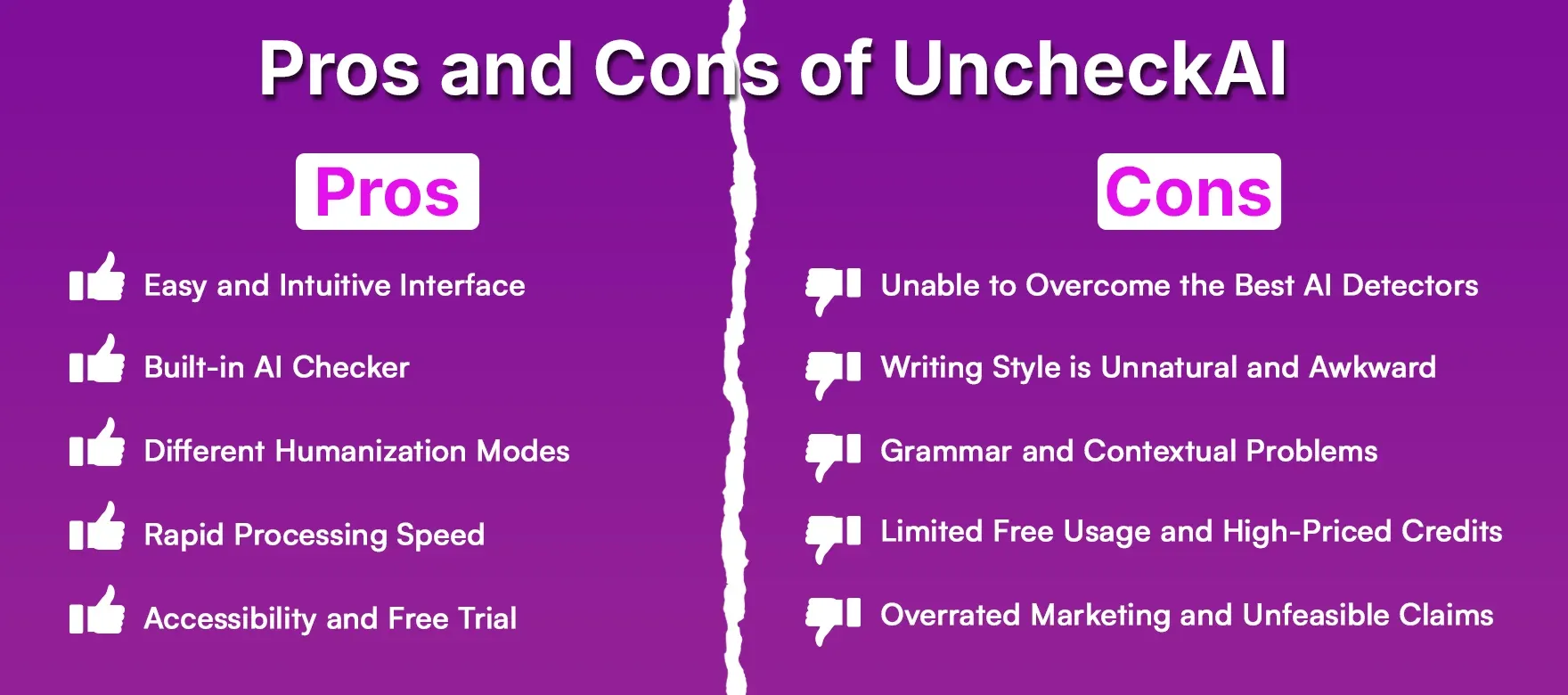 Pros and Cons of UncheckAI Pros and Cons of UncheckAI