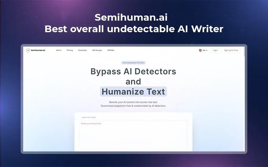 Semihuman.ai - Best overall undetectable AI Writer.webp