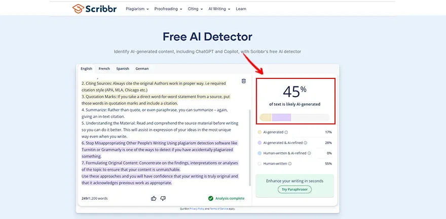 Scribbr ai detector