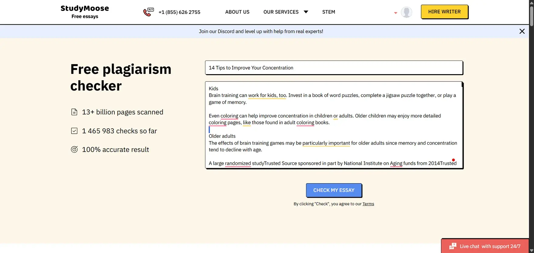 StudyMoose plagiarism checker