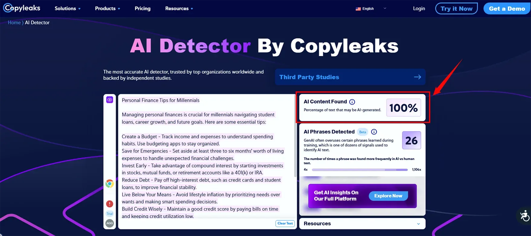 Testing with Copyleaks AI Detector