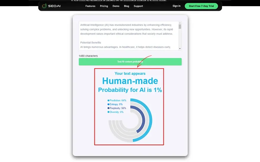 This content check-in  “SEO.ai’s AI detector” tools.webp