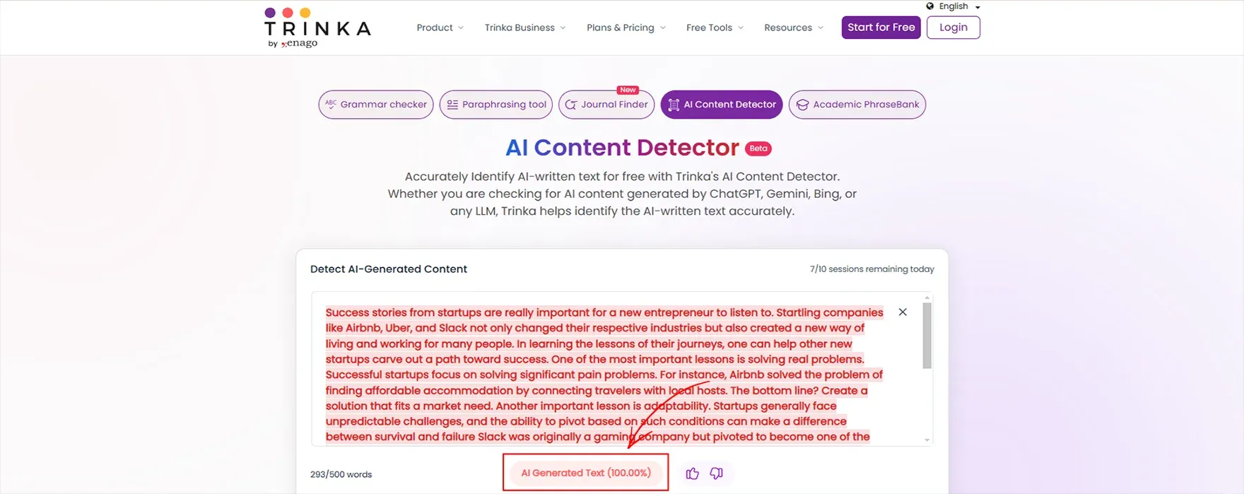 This content check-in  “Trinka AI detector” tools.webp