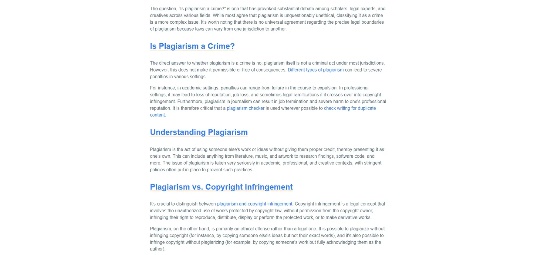 We take some of the Plagibot Article Content