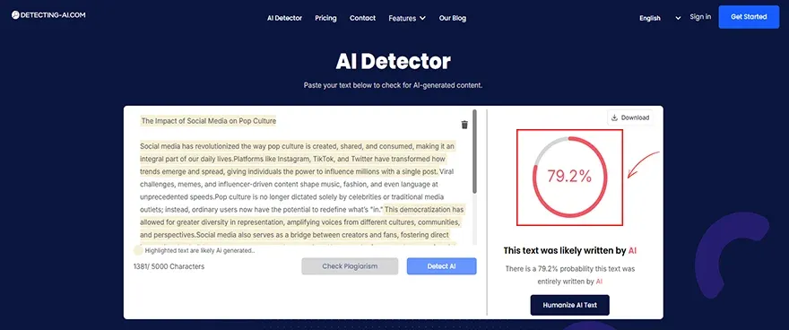 content check-in Detecting AI com tool.webp