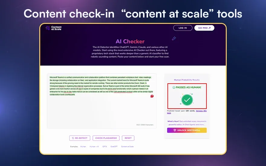 content check-in  “content at scale” tools