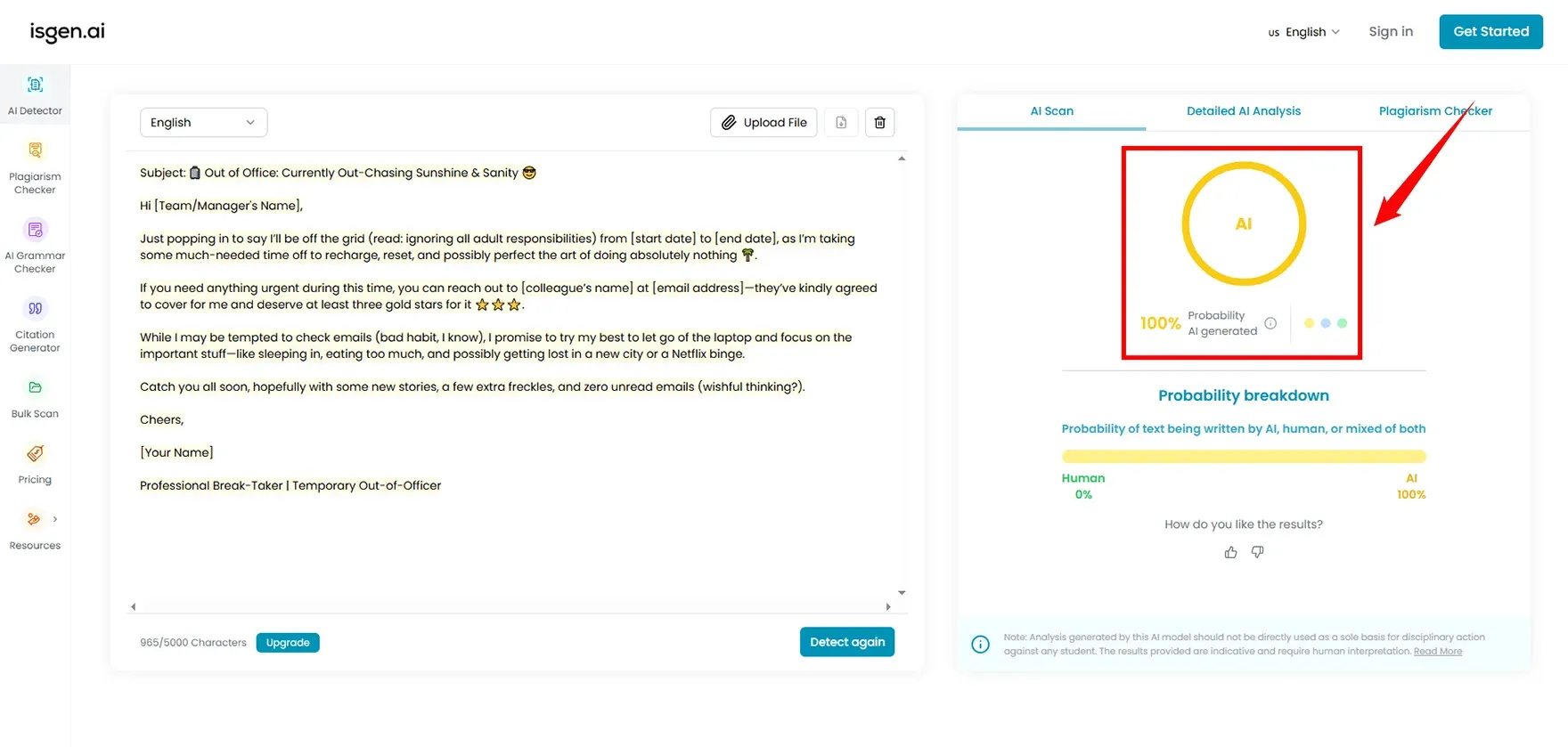 isgen ai in check AI email Content