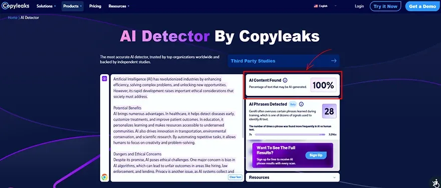 this content check “Copyleaks AI detector” tools.webp