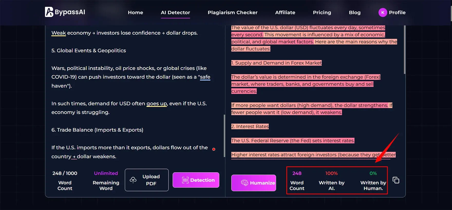 we will check this content in our Bypass AI detector tool
